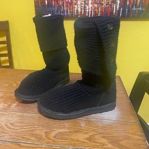 UGG Australia Cardy II Classic Black Roll Sweater Boots 5819 Women's Size 8